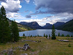 Lower Geen River Lake from a hill near the trailhead parking area.