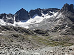 Stroud Glacier. The tarn and waterfall below the glacier are the source of the Green River.