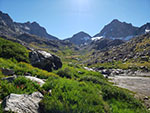 Looking east up the Green River. Knapsack Col is at the head of the valley.